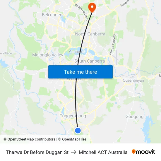 Tharwa Dr Before Duggan St to Mitchell ACT Australia map