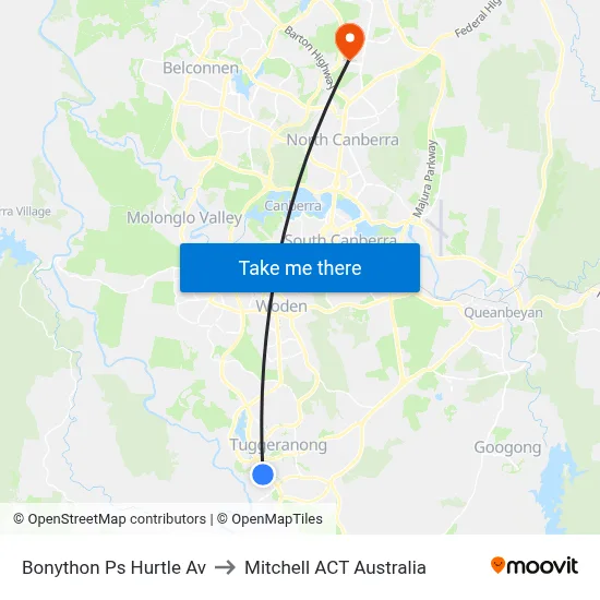 Bonython Ps Hurtle Av to Mitchell ACT Australia map