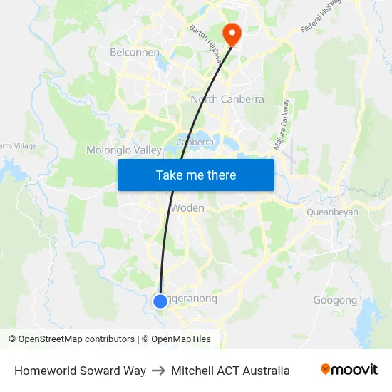 Homeworld Soward Way to Mitchell ACT Australia map