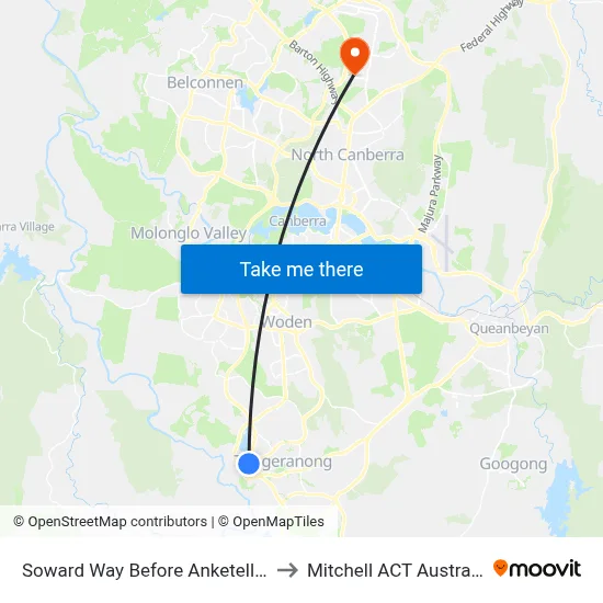 Soward Way Before Anketell St to Mitchell ACT Australia map