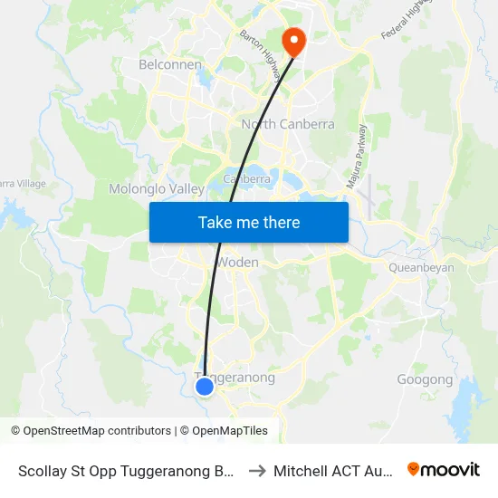 Scollay St Opp Tuggeranong Bus Depot to Mitchell ACT Australia map