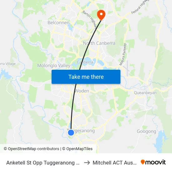 Anketell St Opp Tuggeranong Square to Mitchell ACT Australia map