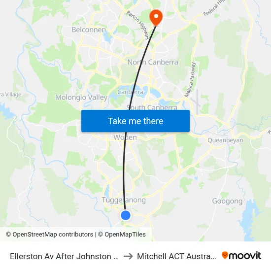 Ellerston Av After Johnston Dr to Mitchell ACT Australia map