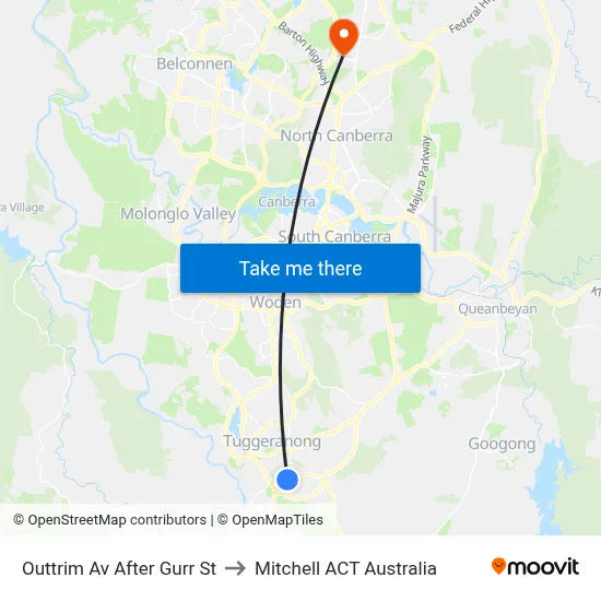 Outtrim Av After Gurr St to Mitchell ACT Australia map
