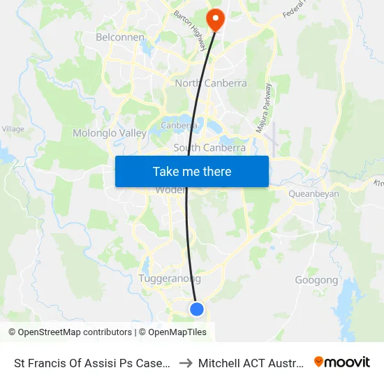 St Francis Of Assisi Ps Casey Cr to Mitchell ACT Australia map