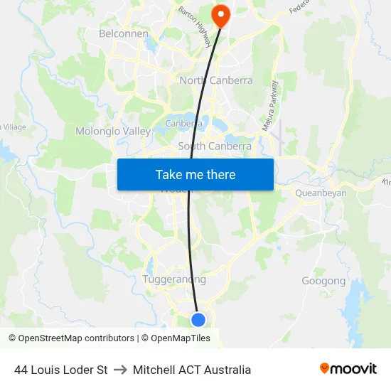 44 Louis Loder St to Mitchell ACT Australia map