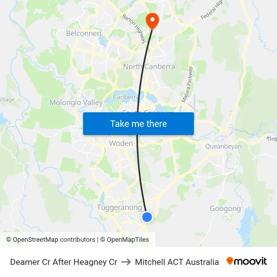 Deamer Cr After Heagney Cr to Mitchell ACT Australia map