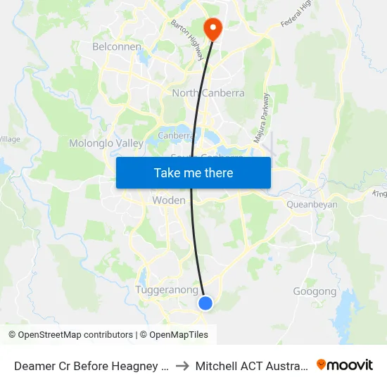 Deamer Cr Before Heagney Cr to Mitchell ACT Australia map