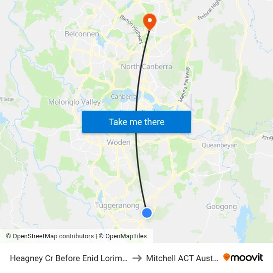 Heagney Cr Before Enid Lorimer Cct to Mitchell ACT Australia map