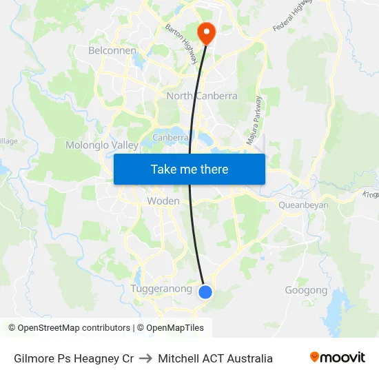 Gilmore Ps Heagney Cr to Mitchell ACT Australia map