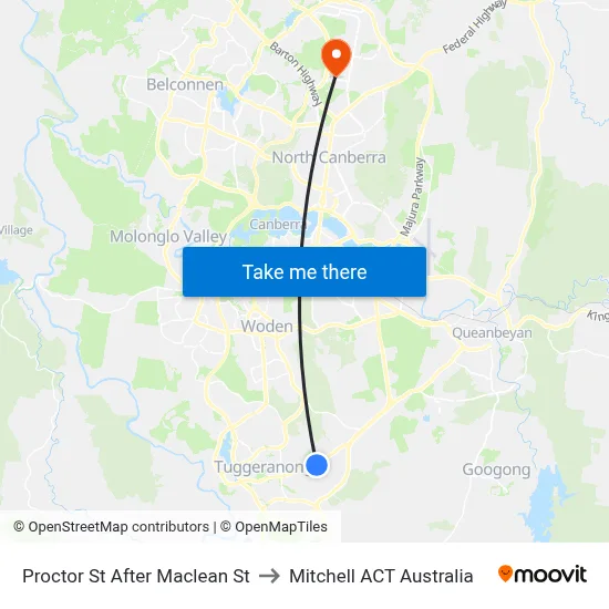 Proctor St After Maclean St to Mitchell ACT Australia map