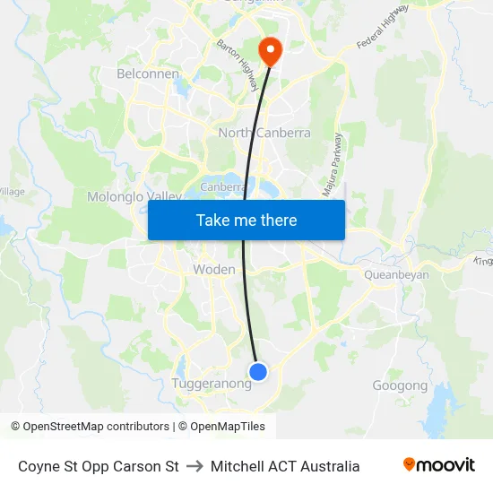 Coyne St Opp Carson St to Mitchell ACT Australia map