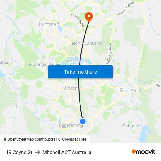19 Coyne St to Mitchell ACT Australia map
