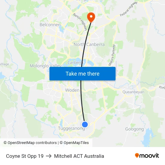 Coyne St Opp 19 to Mitchell ACT Australia map