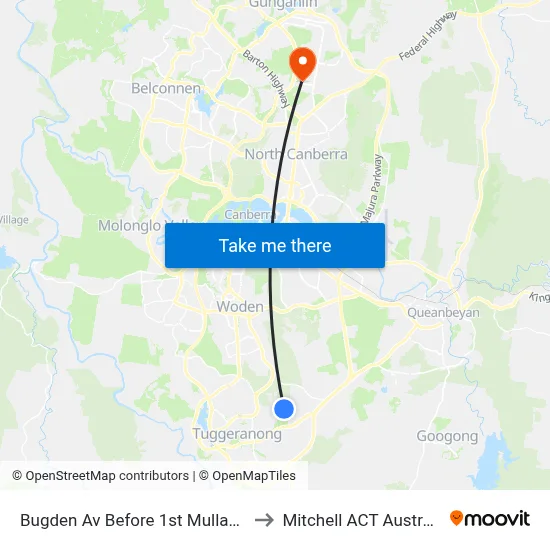 Bugden Av Before 1st Mullan St to Mitchell ACT Australia map