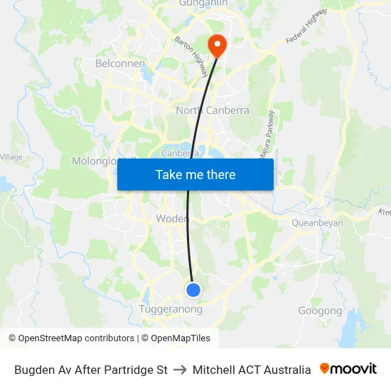 Bugden Av After Partridge St to Mitchell ACT Australia map