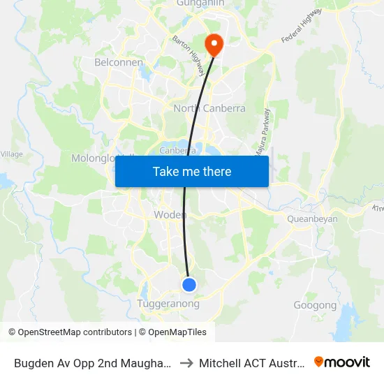 Bugden Av Opp 2nd Maughan Cr to Mitchell ACT Australia map