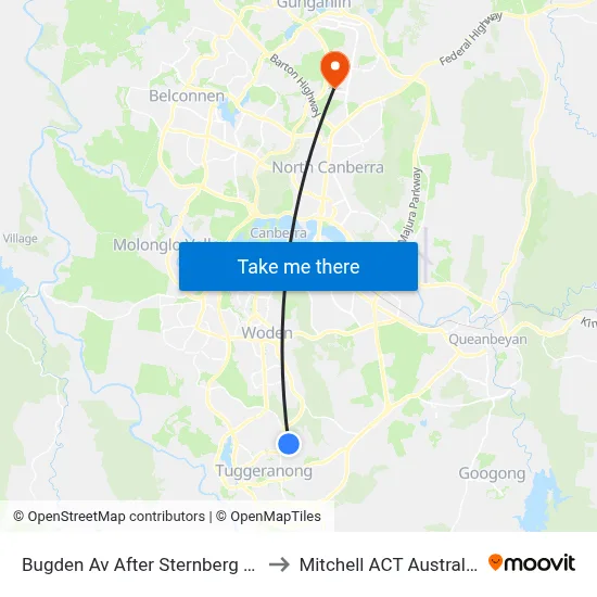 Bugden Av After Sternberg Cr to Mitchell ACT Australia map