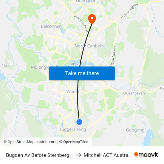 Bugden Av Before Sternberg Cr to Mitchell ACT Australia map
