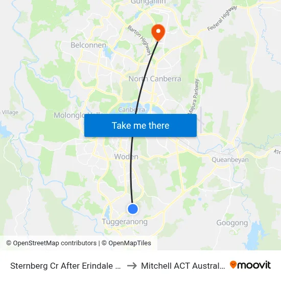 Sternberg Cr After Erindale Dr to Mitchell ACT Australia map
