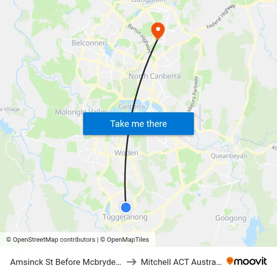 Amsinck St Before Mcbryde Cr to Mitchell ACT Australia map