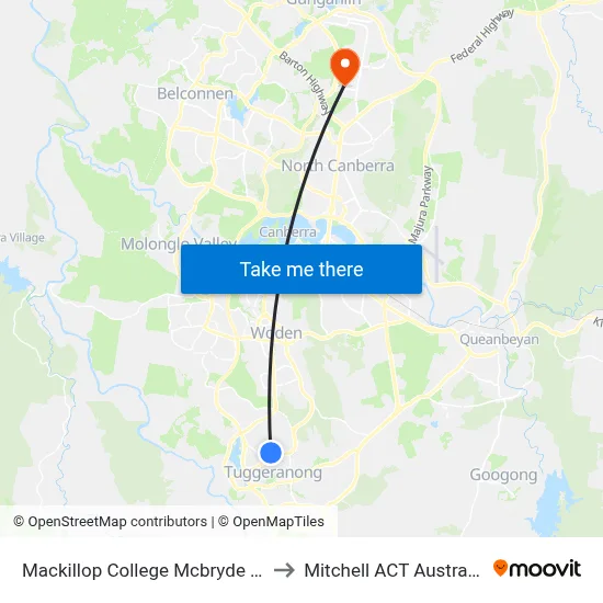 Mackillop College Mcbryde Cr to Mitchell ACT Australia map