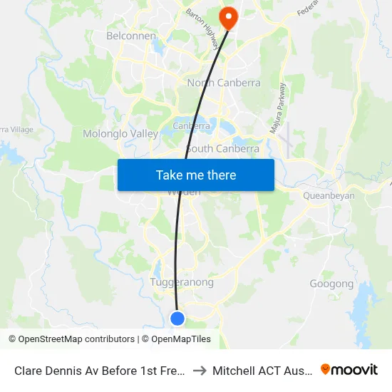 Clare Dennis Av Before 1st Fred Ln Cr to Mitchell ACT Australia map
