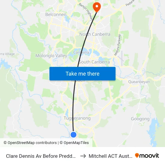 Clare Dennis Av Before Preddey Way to Mitchell ACT Australia map