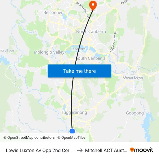 Lewis Luxton Av Opp 2nd Cerutty Cr to Mitchell ACT Australia map
