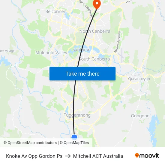 Knoke Av Opp Gordon Ps to Mitchell ACT Australia map