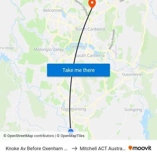Knoke Av Before Oxenham Cct to Mitchell ACT Australia map