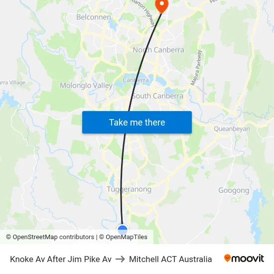 Knoke Av After Jim Pike Av to Mitchell ACT Australia map