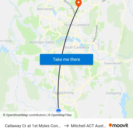 Callaway Cr at 1st Myles Connell Cr to Mitchell ACT Australia map