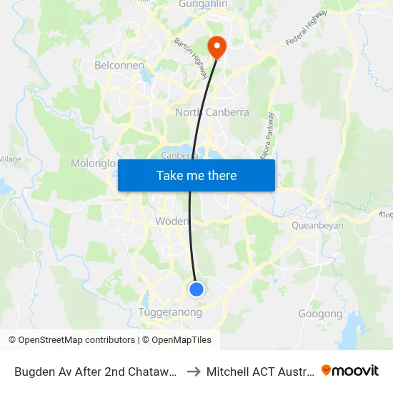 Bugden Av After 2nd Chataway Cr to Mitchell ACT Australia map