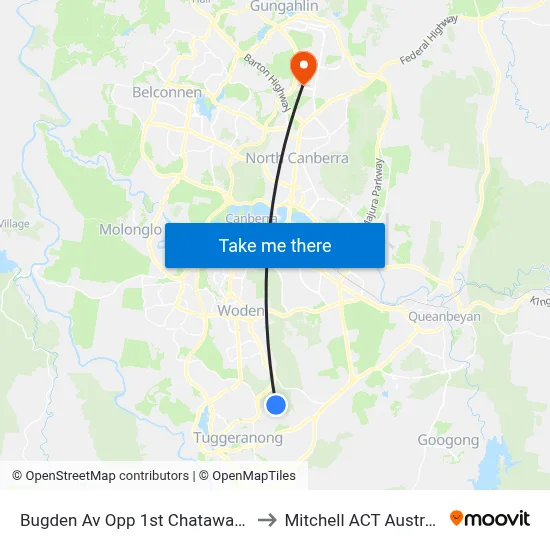 Bugden Av Opp 1st Chataway Cr to Mitchell ACT Australia map