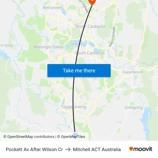 Pockett Av After Wilson Cr to Mitchell ACT Australia map