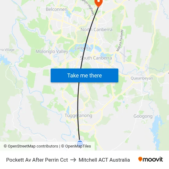 Pockett Av After Perrin Cct to Mitchell ACT Australia map