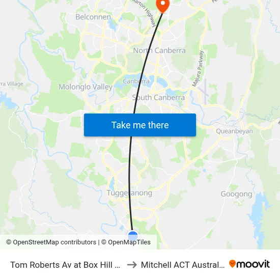 Tom Roberts Av at Box Hill Av to Mitchell ACT Australia map
