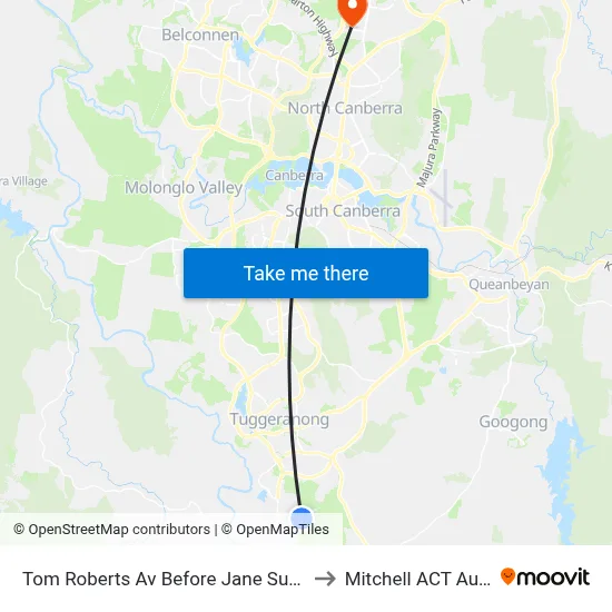 Tom Roberts Av Before Jane Sutherland St to Mitchell ACT Australia map