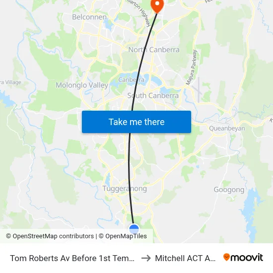 Tom Roberts Av Before 1st Templestowe Av to Mitchell ACT Australia map