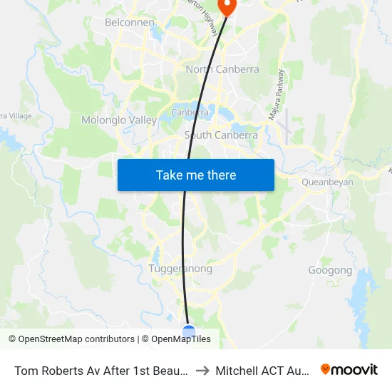 Tom Roberts Av After 1st Beaumaris St to Mitchell ACT Australia map