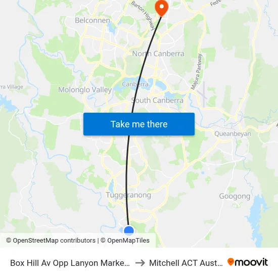 Box Hill Av Opp Lanyon Marketplace to Mitchell ACT Australia map