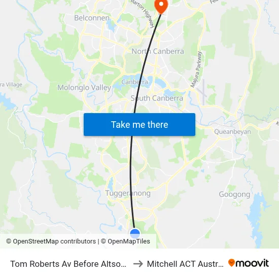 Tom Roberts Av Before Altson Cct to Mitchell ACT Australia map
