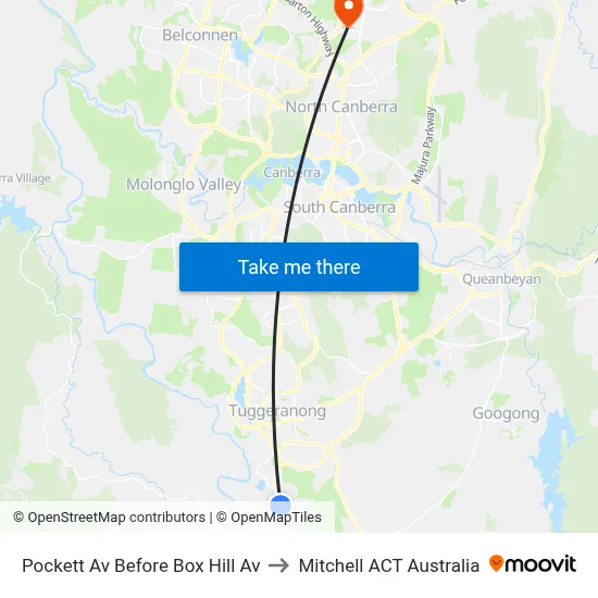 Pockett Av Before Box Hill Av to Mitchell ACT Australia map