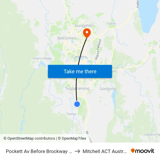 Pockett Av Before Brockway Cct to Mitchell ACT Australia map