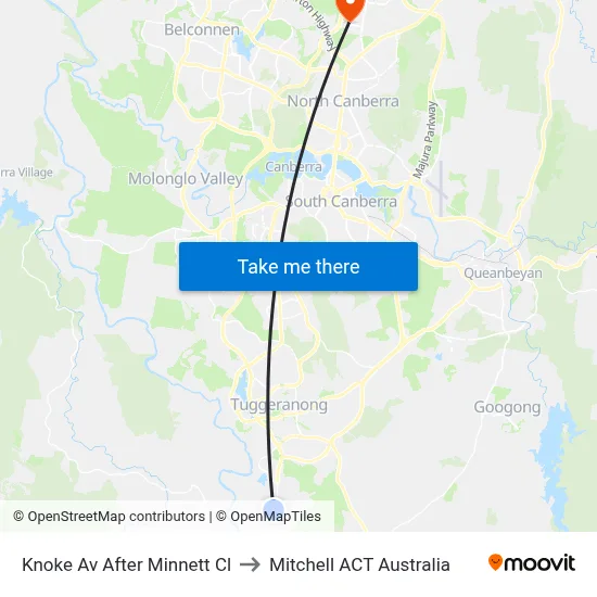 Knoke Av After Minnett Cl to Mitchell ACT Australia map