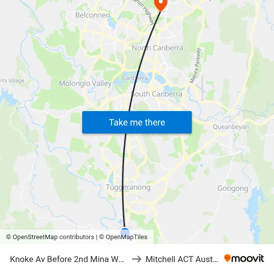 Knoke Av Before 2nd Mina Wylie Cr to Mitchell ACT Australia map