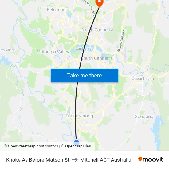 Knoke Av Before Matson St to Mitchell ACT Australia map