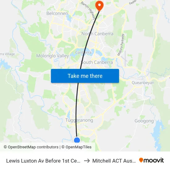 Lewis Luxton Av Before 1st Cerutty Cr to Mitchell ACT Australia map