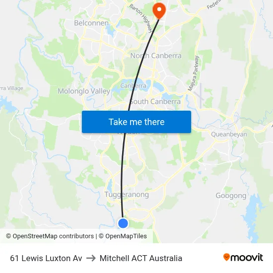 61 Lewis Luxton Av to Mitchell ACT Australia map